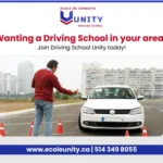 Modern driving school vehicle equipped for Quebec road test preparation