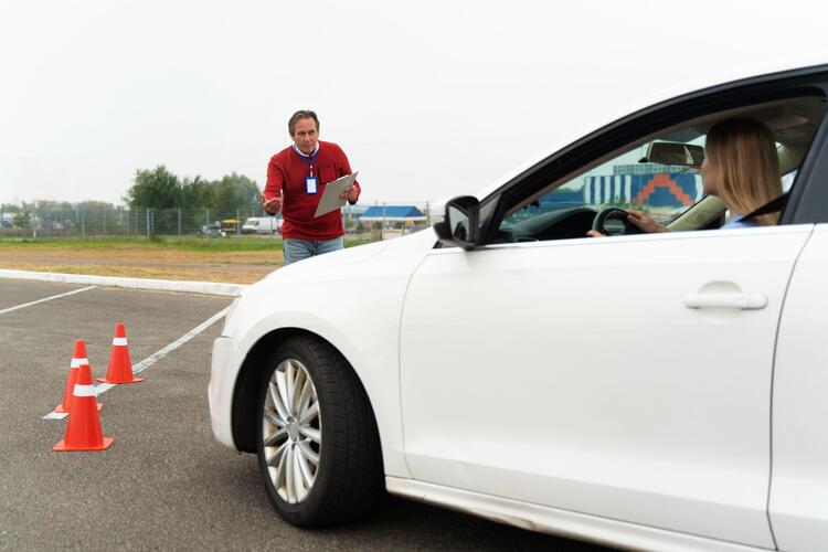 Student taking a driving course